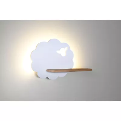 Detská LED lampička na stenu s poličkou SHEEP - 5W, 4000K (denná biela), biela