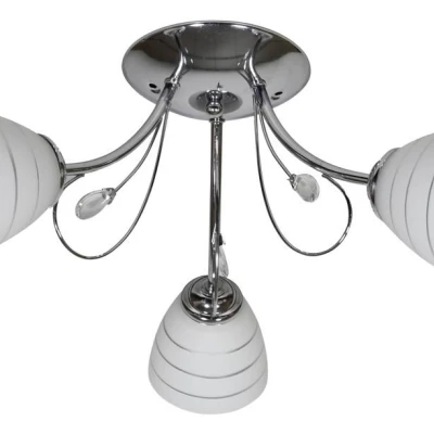 Stropný prisadený trojramenný luster SIMPLI - 3xE27, 40W, chrómovaný / biely