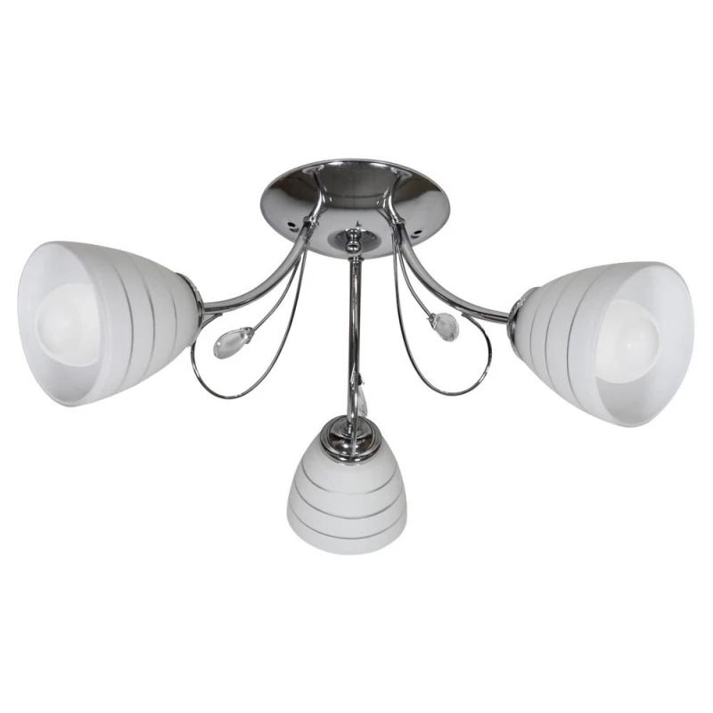 Stropný prisadený trojramenný luster SIMPLI - 3xE27, 40W, chrómovaný / biely
