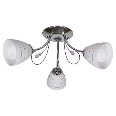 Stropný prisadený trojramenný luster SIMPLI - 3xE27, 40W, chrómovaný / biely