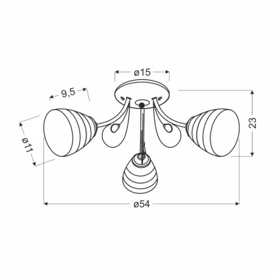 Stropný prisadený trojramenný luster SIMPLI - 3xE27, 40W, chrómovaný / biely