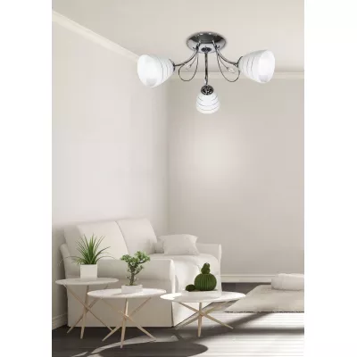Stropný prisadený trojramenný luster SIMPLI - 3xE27, 40W, chrómovaný / biely