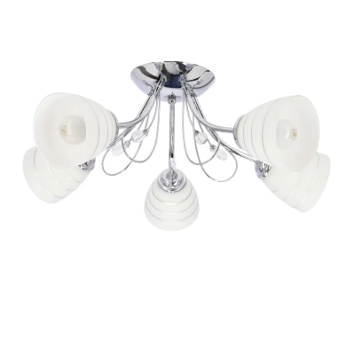 Stropný prisadený päťramenný luster SIMPLI - 5xE27, 40W, chrómovaný / biely