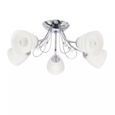 Stropný prisadený päťramenný luster SIMPLI - 5xE27, 40W, chrómovaný / biely
