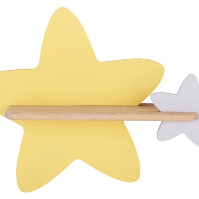 Detské nástenné LED svietidlo s poličkou STAR - 5W, 4000K (denná biela), žlté/hnedé