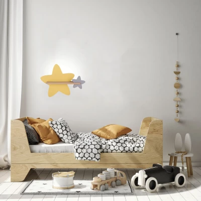 Detské nástenné LED svietidlo s poličkou STAR - 5W, 4000K (denná biela), žlté/hnedé