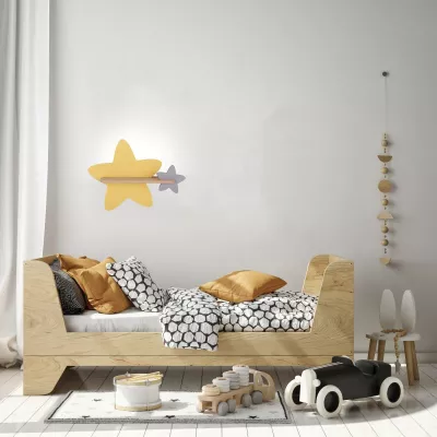 Detské nástenné LED svietidlo s poličkou STAR - 5W, 4000K (denná biela), žlté/hnedé