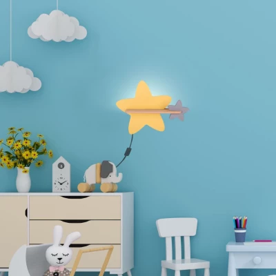 Detské nástenné LED svietidlo do zásuvky STAR - 5W, 4000K (denná biela), žlté/hnedé