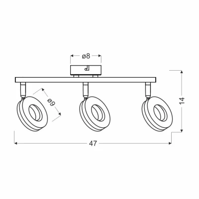 LED stropné svietidlo THEMA - 3x5W, 3000K (teplá biela), chrómované