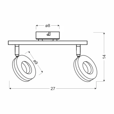 LED nástenné / stropné svetlo THEMA - 2x5W, 3000K (teplá biela), chrómované