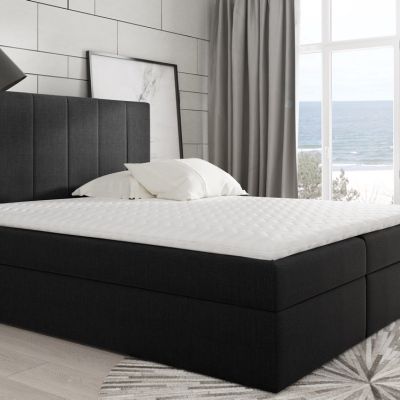 Veľká čalúnená posteľ Daria čierna 200 + topper zdarma