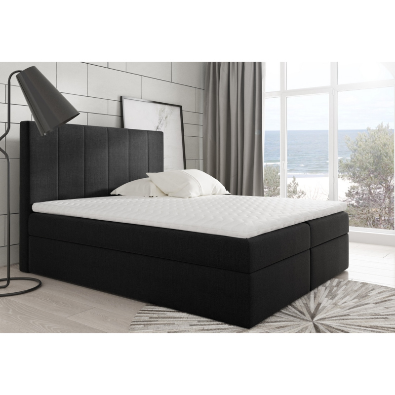 Veľká čalúnená posteľ Daria čierna 200 + topper zdarma