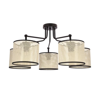 Stropné moderné osvetlenie TOPI - 5xE27, 40W, čierna / krémová