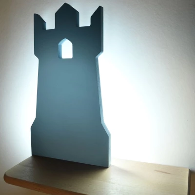 Detská nástenná LED lampička s poličkou TOWER - 4W, 4000K (denná biela), modrá