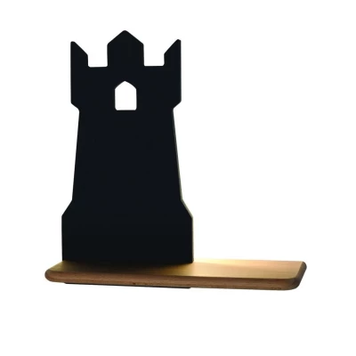 Detská nástenná LED lampička s poličkou TOWER - 4W, 4000K (denná biela), čierna
