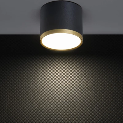 LED stropné svetlo TUBA - 9W, 4000K (neutrálna biela), 7,5x8,8cm, okrúhle, čierne / zlaté