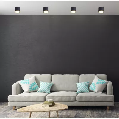 LED stropné svetlo TUBA - 9W, 4000K (neutrálna biela), 7,5x8,8cm, okrúhle, čierne / zlaté