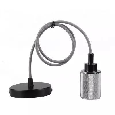 Lankový záves UFINA - 1xE27, 60W, čierny / chrómovaný