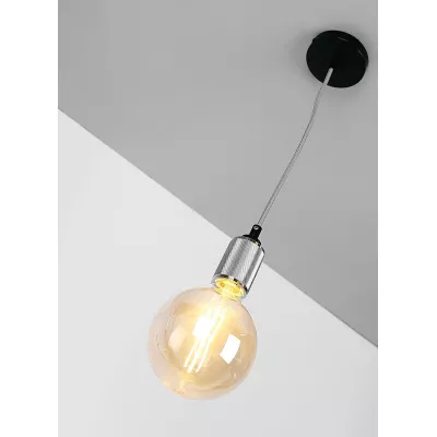 Lankový záves UFINA - 1xE27, 60W, čierny / chrómovaný