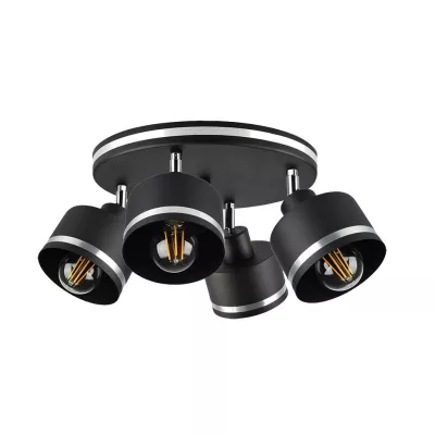 Stropné loftové osvetlenie WAMA - 4xE27, 40W, čierne / strieborné