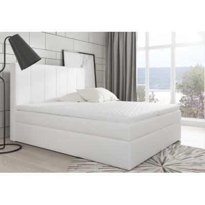 Boxspringová čalúnená posteľ Daria biela Eko koža 160 + topper zdarma