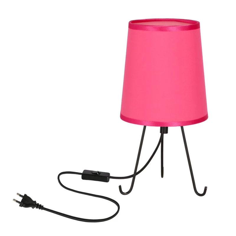 Stolná lampa trojnožka SMALLY - 1xE14, 40W, čierna / ružová