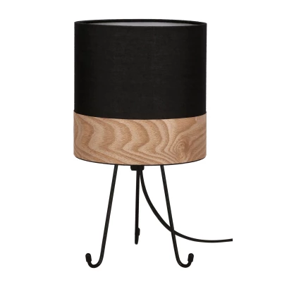 Stolná lampa trojnožka SMALLY - 1xE14, 40W, čierna / orech