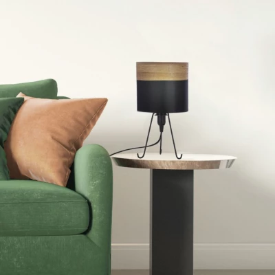 Stolná lampa trojnožka SMALLY - 1xE14, 40W, čierna / orech