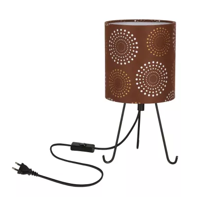 Stolná lampa trojnožka SMALLY - 1xE14, 40W, čierna / hnedá