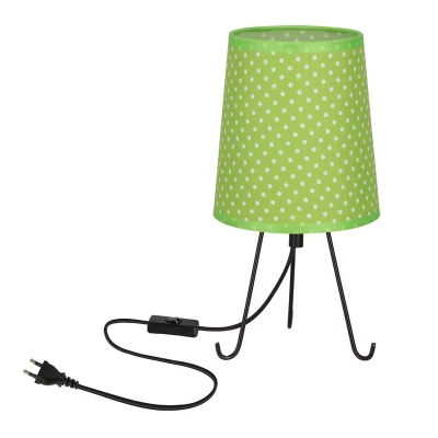 Stolná lampa trojnožka SMALLY - 1xE14, 40W, bodky / čierna / zelená