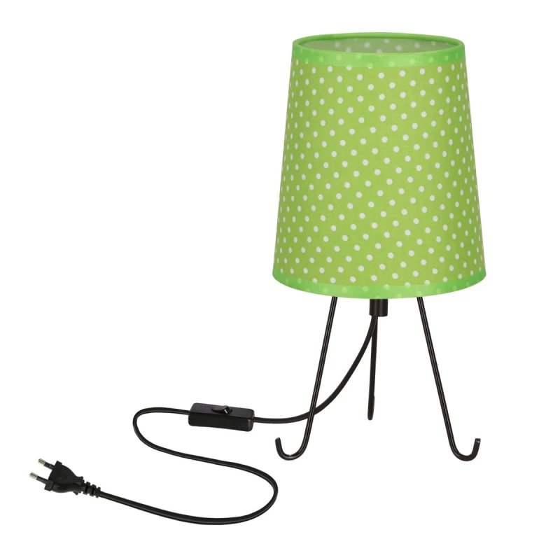 Stolná lampa trojnožka SMALLY - 1xE14, 40W, bodky / čierna / zelená