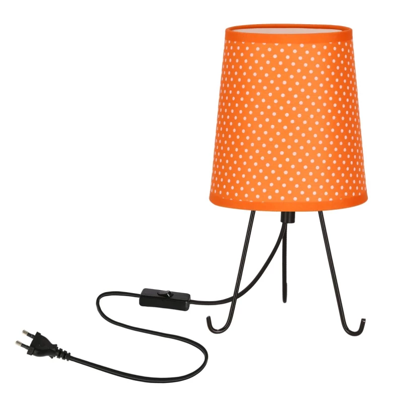 Stolná lampa trojnožka SMALLY - 1xE14, 40W, bodky / čierna / oranžová