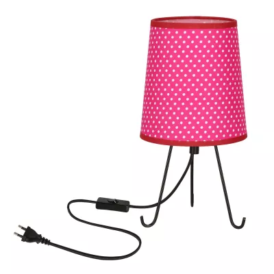 Stolná lampa trojnožka SMALLY - 1xE14, 40W, bodky / čierna / ružová
