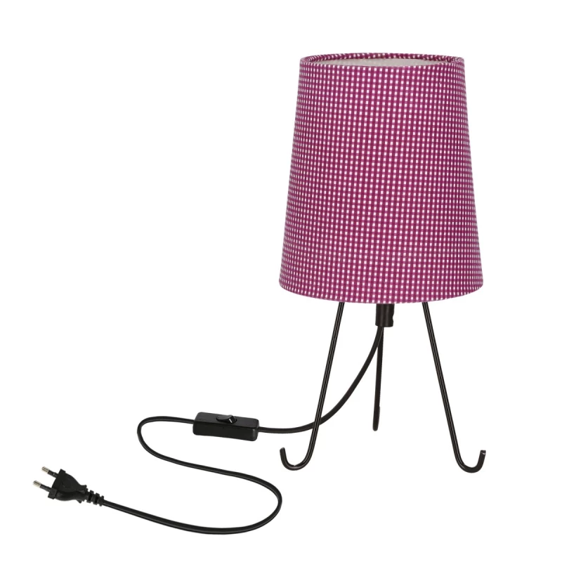 Vzorovaná stolná lampa trojnožka SMALLY - 1xE14, 40W, čierna / fialová