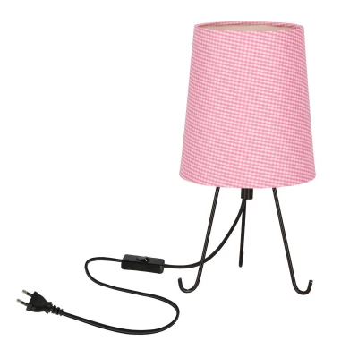Vzorovaná stolná lampa trojnožka SMALLY - 1xE14, 40W, čierna / ružová