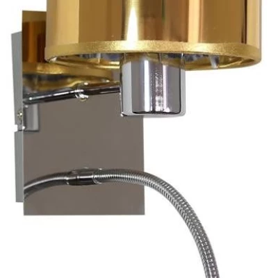 Nástenná lampa s čítacím ramenom SYLWANA - 1xE14, 40W + LED 3W, chrómovaná / zlatá