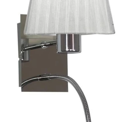 Nástenné svetlo s čítacím ramenom SYLWANA - 1xE14, 40W + LED 3W, chrómované / biele
