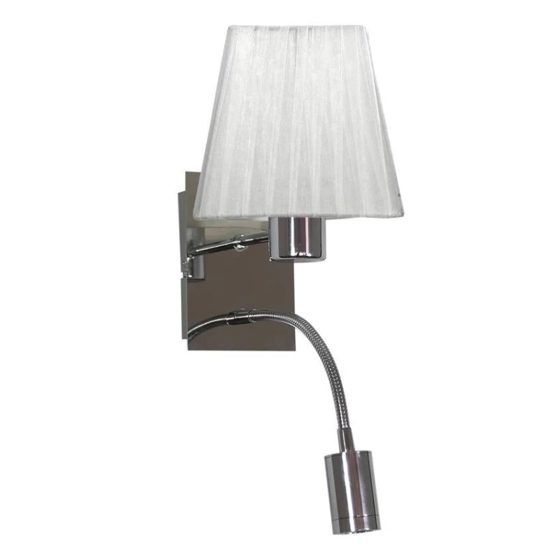 Nástenné svetlo s čítacím ramenom SYLWANA - 1xE14, 40W + LED 3W, chrómované / biele