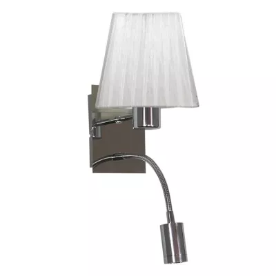 Nástenné svetlo s čítacím ramenom SYLWANA - 1xE14, 40W + LED 3W, chrómované / biele
