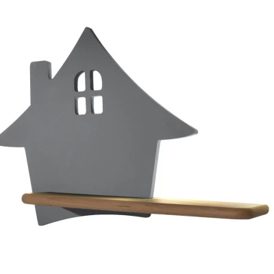 Detská LED lampička na stenu s poličkou HOUSE - 4W, 4000K (denná biela), šedá