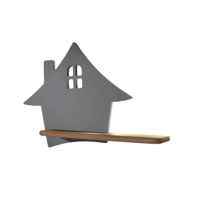 Detská LED lampička na stenu s poličkou HOUSE - 4W, 4000K (denná biela), šedá