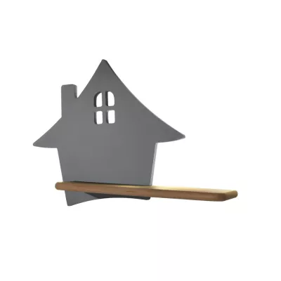 Detská LED lampička na stenu s poličkou HOUSE - 4W, 4000K (denná biela), šedá
