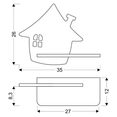 Detská LED lampička na stenu s poličkou HOUSE - 4W, 4000K (denná biela), šedá