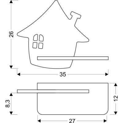 Detská LED lampička na stenu s poličkou HOUSE - 4W, 4000K (denná biela), čierna