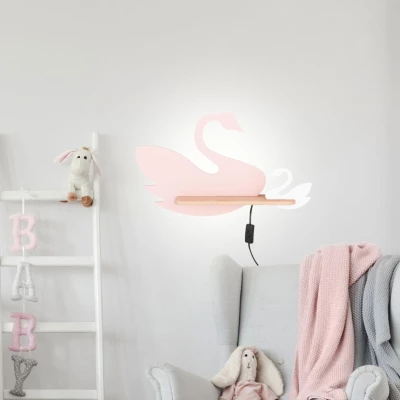 Nástenné detské LED svetlo do zásuvky SWAN - 5W, 4000K (denná biela), biele / ružové
