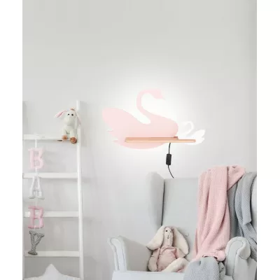 Nástenné detské LED svetlo do zásuvky SWAN - 5W, 4000K (denná biela), biele / ružové