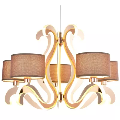Päťramenné závesné svetlo AMBROSIA - 5xE14, 40W + LED 43,4W, 2800K (teplá biela), medené