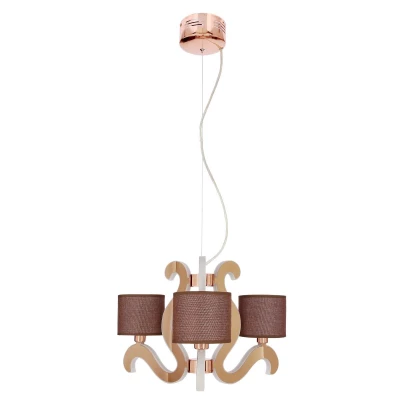 Trojramenné závesné svetlo AMBROSIA - 3xE14, 40W + LED 18,4 W, 2800K (teplá biela), medené