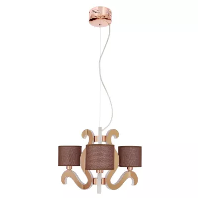 Trojramenné závesné svetlo AMBROSIA - 3xE14, 40W + LED 18,4 W, 2800K (teplá biela), medené
