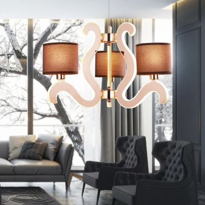 Trojramenné závesné svetlo AMBROSIA - 3xE14, 40W + LED 18,4 W, 2800K (teplá biela), medené